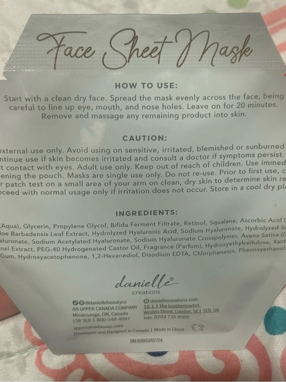 (3/$20) Diamond Purify + Cleanse Face Sheet Mask - White